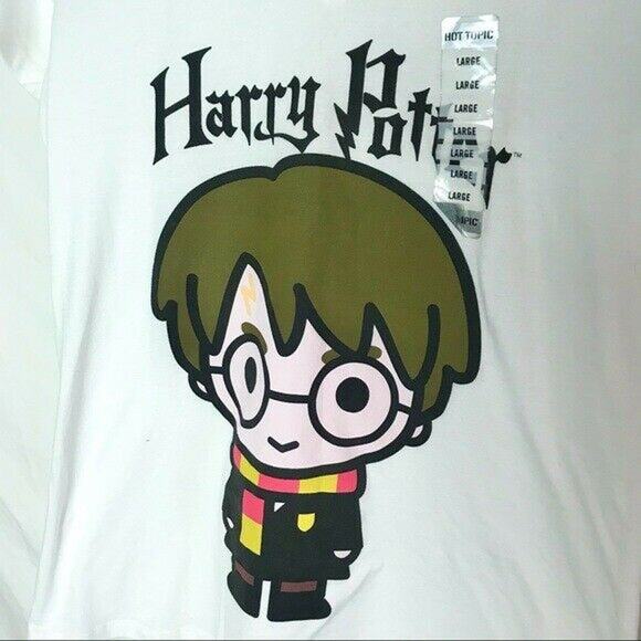 Harry Potter NWT Women's Junior Large White V-Neck 100% Cotton Graphic Shirt - Picture 5 of 7